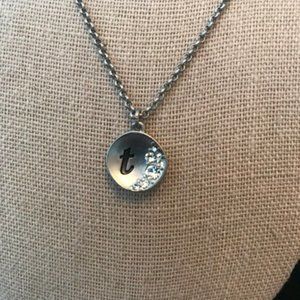 Lia Sophia - Cut Crystal & Monogram "T" Necklace
